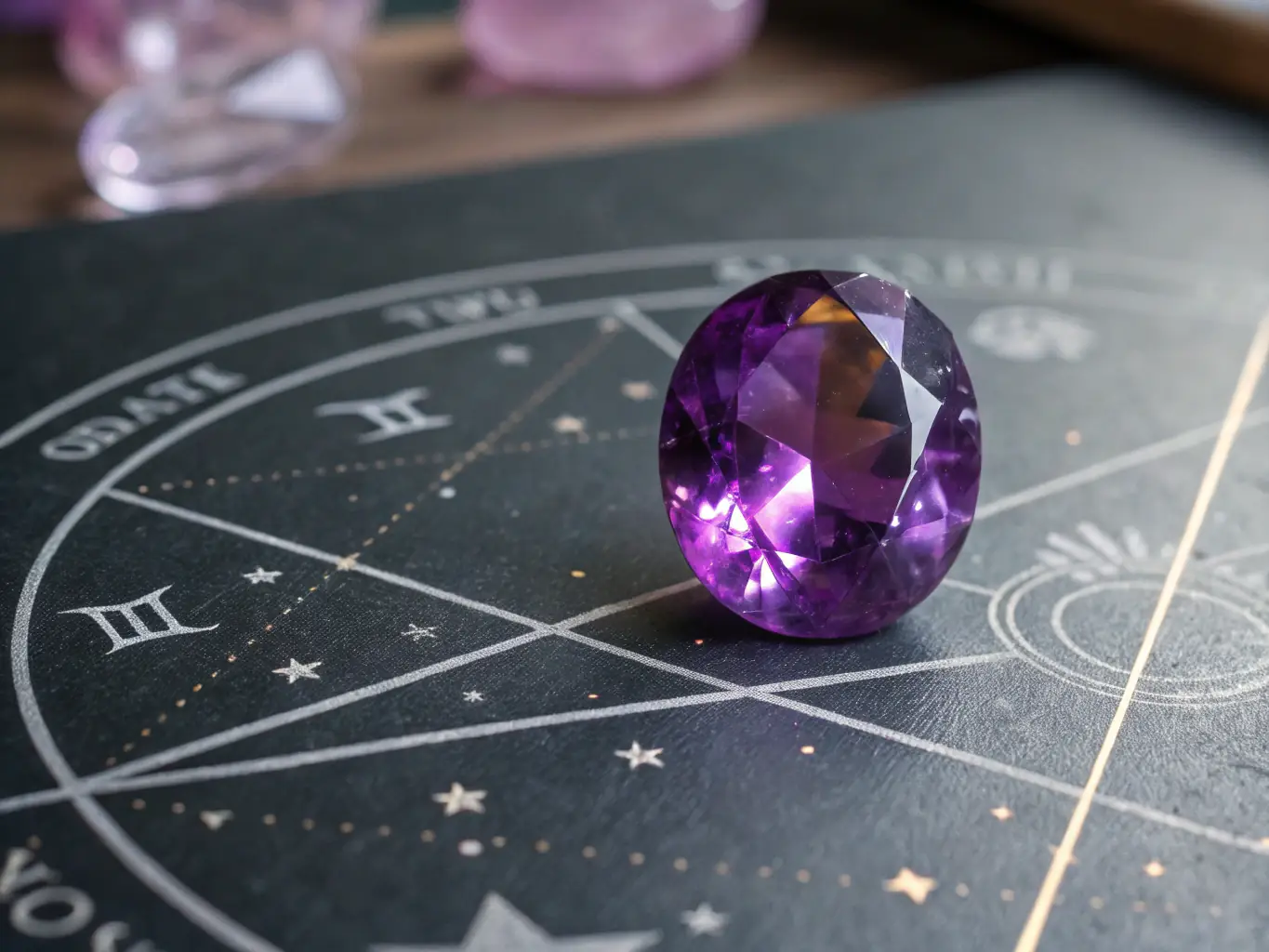 A close-up shot of a raw amethyst specimen, showcasing its deep purple color and natural crystalline structure. The image highlights the unpolished texture and unique geological formations, emphasizing its raw and untouched beauty.